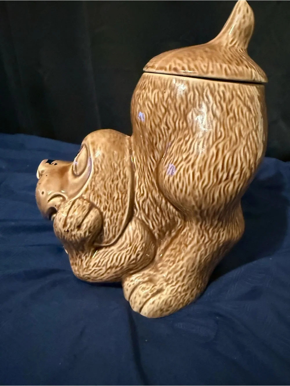 Vintage McCoy Pottery Thinking Dog Puppy Cookie Jar, #0272